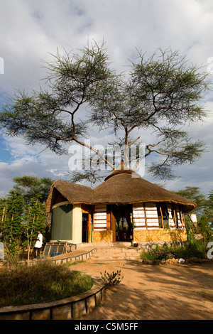 Buska Lodge Hôtel et restaurant près de Turmi dans la basse vallée de l'Omo, dans le sud de l'Afrique, poèmes Etiopia. Banque D'Images