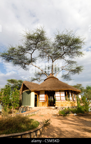 Buska Lodge Hôtel et restaurant près de Turmi dans la basse vallée de l'Omo, dans le sud de l'Afrique, poèmes Etiopia. Banque D'Images