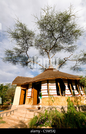 Buska Lodge Hôtel et restaurant près de Turmi dans la basse vallée de l'Omo, dans le sud de l'Afrique, poèmes Etiopia. Banque D'Images