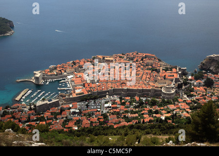 Vue aérienne de Dubrovnik, Croatie. Voir à partir de la télécabine Banque D'Images