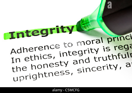 Integre Intégrité éthique honnêteté symbole de respect. Mot concept intégrité ...