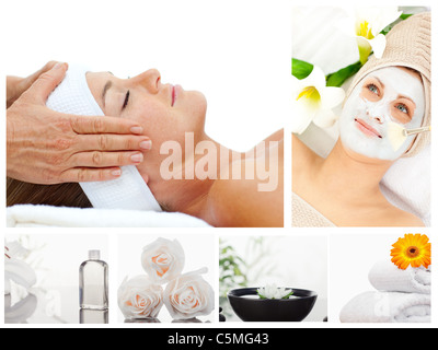Collage d'une belle femme de recevoir un massage relaxant Banque D'Images