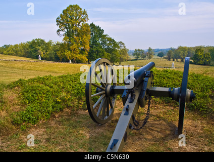 Le 2ème jour, au crépuscule, les forces de l'union ont repoussé une attaque confédérée sur Culps Hill. Gettysburg National Military Park. PA. USA. Banque D'Images