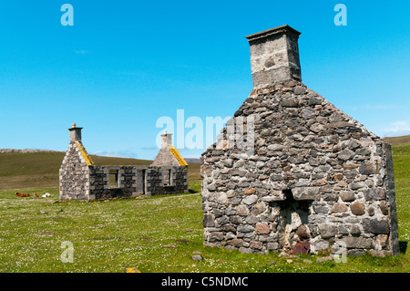 Le village abandonné de Eòrasdail sur l'île de Vatersay dans les Hébrides extérieures. Banque D'Images