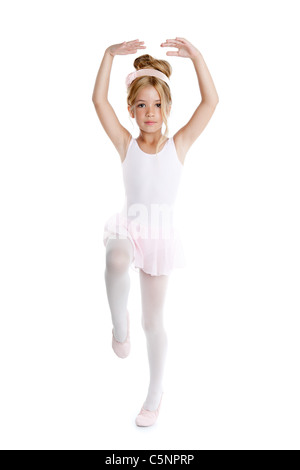 Peu ballerine enfants ballet danseur isolé sur fond blanc Banque D'Images