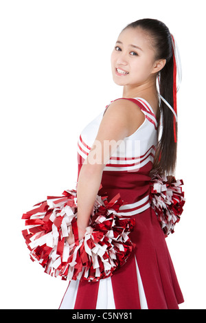 Portrait d'un cheerleader en rouge Banque D'Images