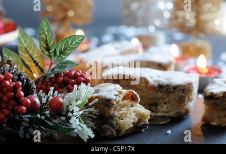 Gâteau aux fruits secs Stollen Banque D'Images