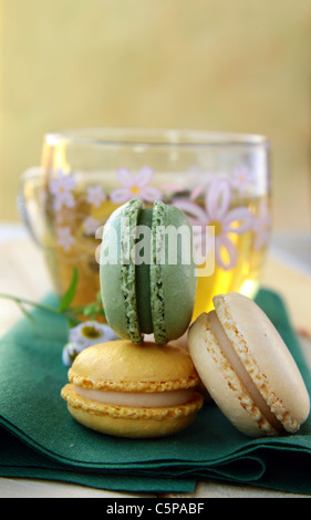 Macarons colorés dessert traditionnel français Banque D'Images