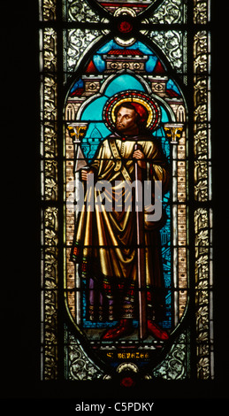 Monaco Cathedrale Notre-Dame-Immaculee vitrail représentant saint Benezet 1163- 1184 Banque D'Images