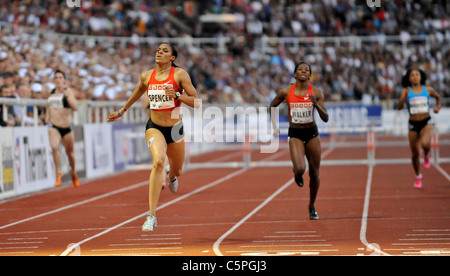 2011 Stockholm 0729-DN galan Diamond League - Kaliese Spencer JAM remporte le 400 m haies - Banque D'Images