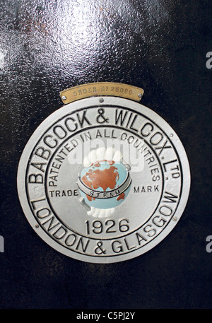 La Babcock & Wilcox Ltd 1926 marque communautaire à Kempton Steam Museum, Sunbury on Thames, Surrey England UK Banque D'Images