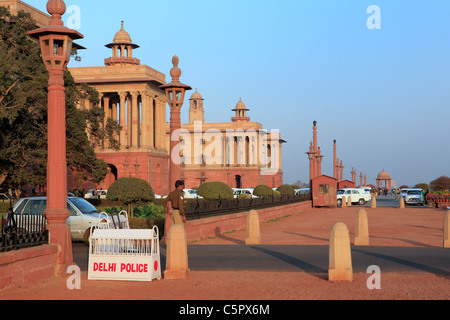 New Delhi, au nord et au sud de blocs (l'architecte Herbert Baker, 1930), Delhi, Inde Banque D'Images