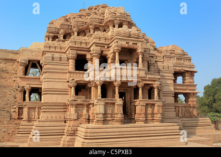 Fort, Sasbahu (belle-fille) temple hindou (1093), Gwalior, Inde Banque D'Images