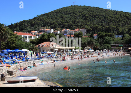 Plage de Lapad, Dubrovnik, Croatie Banque D'Images