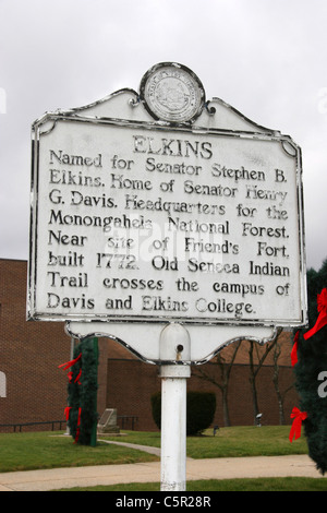 ELKINS. Le nom du sénateur Stephen B. Elkins. Accueil du sénateur Henry G. Davis. L'Administration centrale pour la forêt nationale de Monongahela. Banque D'Images