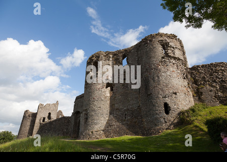 Le château normand à Llansteffan dans Carmarthenshire, Pays de Galles. Banque D'Images