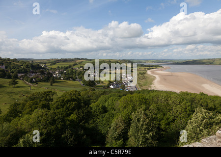 Vue depuis le château normand de la Tywi à l'estuaire en Llansteffan Carmarthenshire, Pays de Galles. Banque D'Images