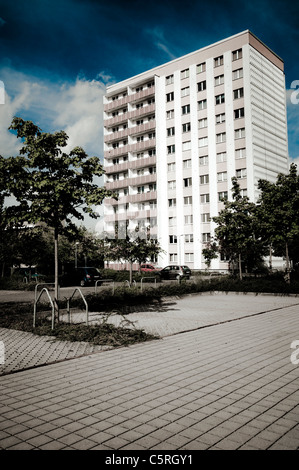 Immeuble préfabriqué, Housing Estate, l'établissement, l'Iéna, Thuringe, Allemagne, Europe Banque D'Images