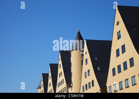 Allemagne, Cologne, Rheinauhafen, Siebengebirge, vue de sept Maisons de Montagne Banque D'Images