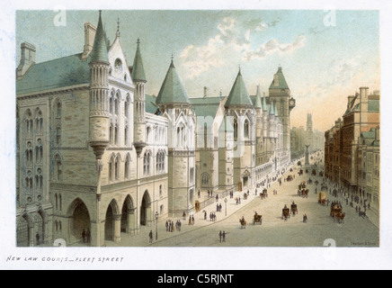 Un nouveau palais de justice, Fleet Street, Londres, Angleterre au xixe siècle Banque D'Images