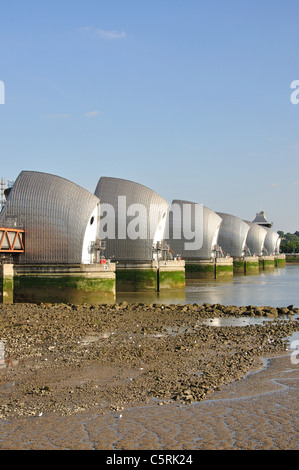 Tamise barrière contre les inondations, Silvertown, London, London, Greater London, Angleterre, Royaume-Uni Banque D'Images