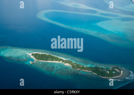 Vue aérienne de l'île des Maldives, Maldives Banque D'Images