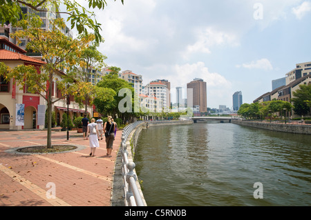 Robertson Quay à la rivière Singapour, Singapour banques, en Asie du Sud-Est, l'Asie Banque D'Images