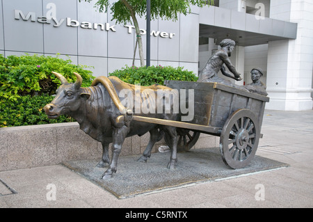 'La rivière MERCHANTS', sculpture en bronze de aw Tee Hong, Flint Street, Fullerton Square, Boat Quay, Singapour, en Asie du sud-est, comme Banque D'Images