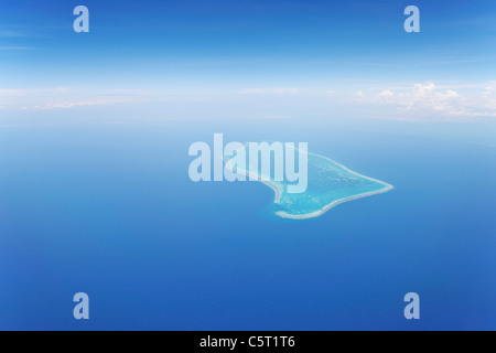 L'Amérique latine, la mer des Caraïbes, le Belize, vue aérienne de l'atoll avec coral reef Banque D'Images