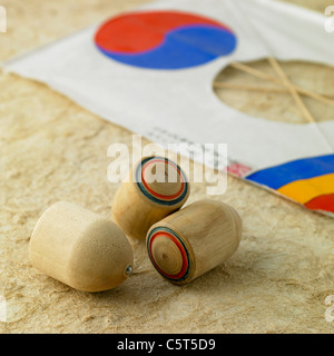 Tops et kite traditionnel coréen. Banque D'Images