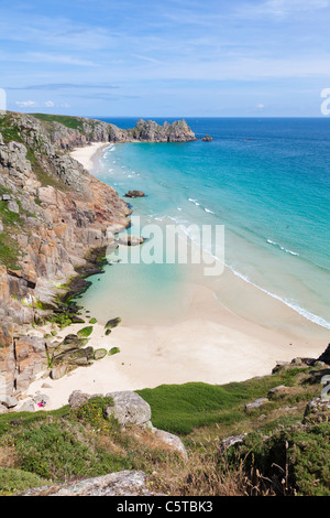 Plage de Porthcurno Cornwall UK Banque D'Images