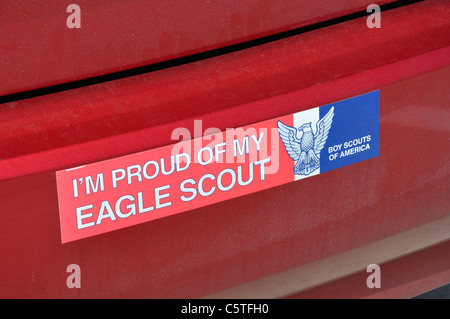 Autocollant de pare-choc en disant que JE SUIS FIER DE MON EAGLE SCOUT Banque D'Images