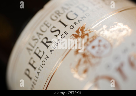 Alsace Grand Cru Pfersigberg Gewurztraminer étiquette libre Banque D'Images