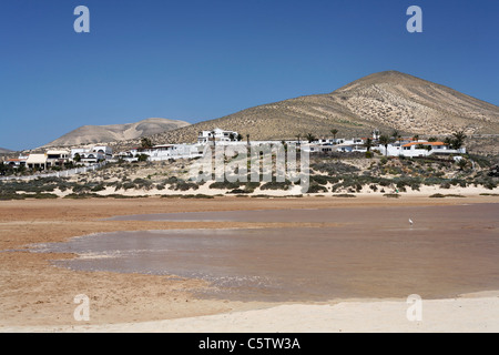 Espagne, Canaries, Fuerteventura, Jandia, Canaries, Risco Del Paso, vue de la plage de Sotavento Banque D'Images