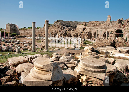 La Turquie côté Agora amphithéâtre antique Theatre Romain Grec Banque D'Images