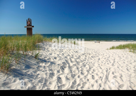 Entrée d'une plage de la mer Baltique, Pologne Banque D'Images