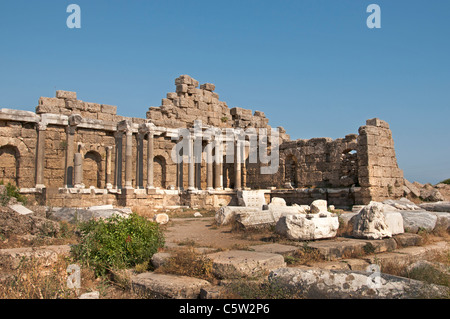 Side Turquie Ruines Agora romaine archéologie Town City Banque D'Images