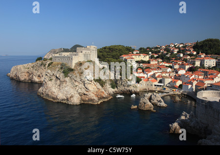 Fort Lovrjenac vu depuis les remparts de la ville, Dubrovnik, Croatie Banque D'Images