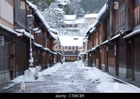 Snowscape de quartier Higashi Chaya, Kanazawa, Ishikawa, Japon Banque D'Images