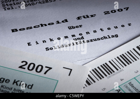 Formulaire de retour d'impôt allemand, close-up Banque D'Images
