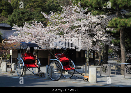 Fleurs de cerisier et de pousse-pousse de Arashiyama, Kyoto, Kyoto, Japon Banque D'Images