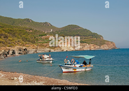 Plage de la côte sud de la Turquie, sur la mer du littoral entre Antalya Alanya Banque D'Images