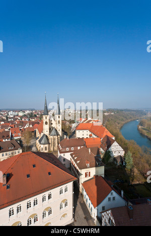 Allemagne, Baden-WÃ¼rttemberg, Mosbach, vue de la vieille ville historique avec neckar Banque D'Images