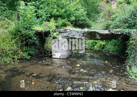 La pierre ancienne passerelle près de l'église St Brynachs Pembrokeshire Wales Cymru Nevern UK GO Banque D'Images