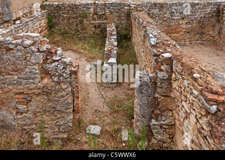 Dans les sous-sols boutique Conimbriga, les ruines de la ville romaine la mieux conservée au Portugal. Banque D'Images