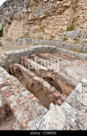 Hypocauste des thermes de la paroi (Thermae) à Conimbriga, le mieux conservé des ruines de la ville romaine au Portugal. Banque D'Images