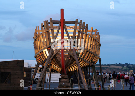 Bateau traditionnel en bois en construction, "Temps Fête" (Douarnenez, Finistère, Bretagne, France). Banque D'Images