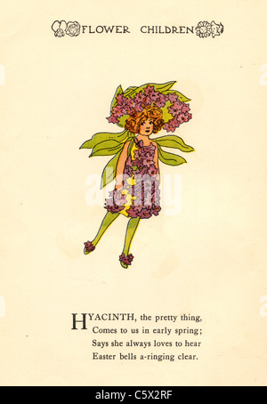 Fleur Jacinthe - Illustration de l'enfant à partir d'un livre ancien Banque D'Images