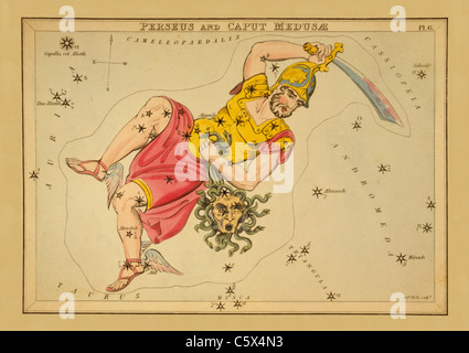 Perseus et caput medusae - 1825 Tableau astronomique Banque D'Images