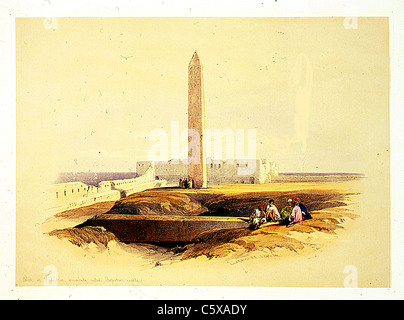 Obélisque à Alexandrie communément appelé aiguille de Cléopâtre, Louis Haghe / David Roberts 'la Terre Sainte, Syrie, Idumée, Arabie, Egypte et Nubie' Banque D'Images